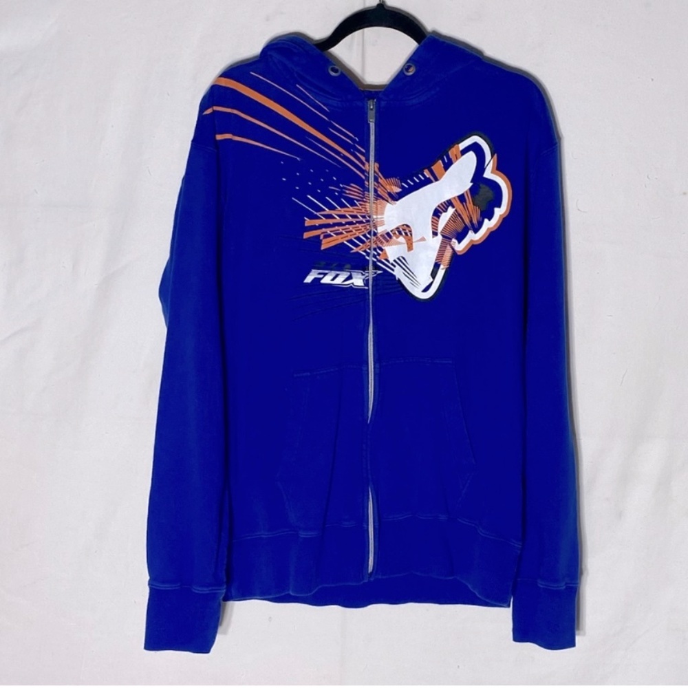 Fox Blue Orange Full Zip Hoodie L